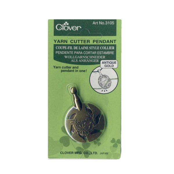 Clover Yarn Cutter Pendant - Antique Silver or Gold