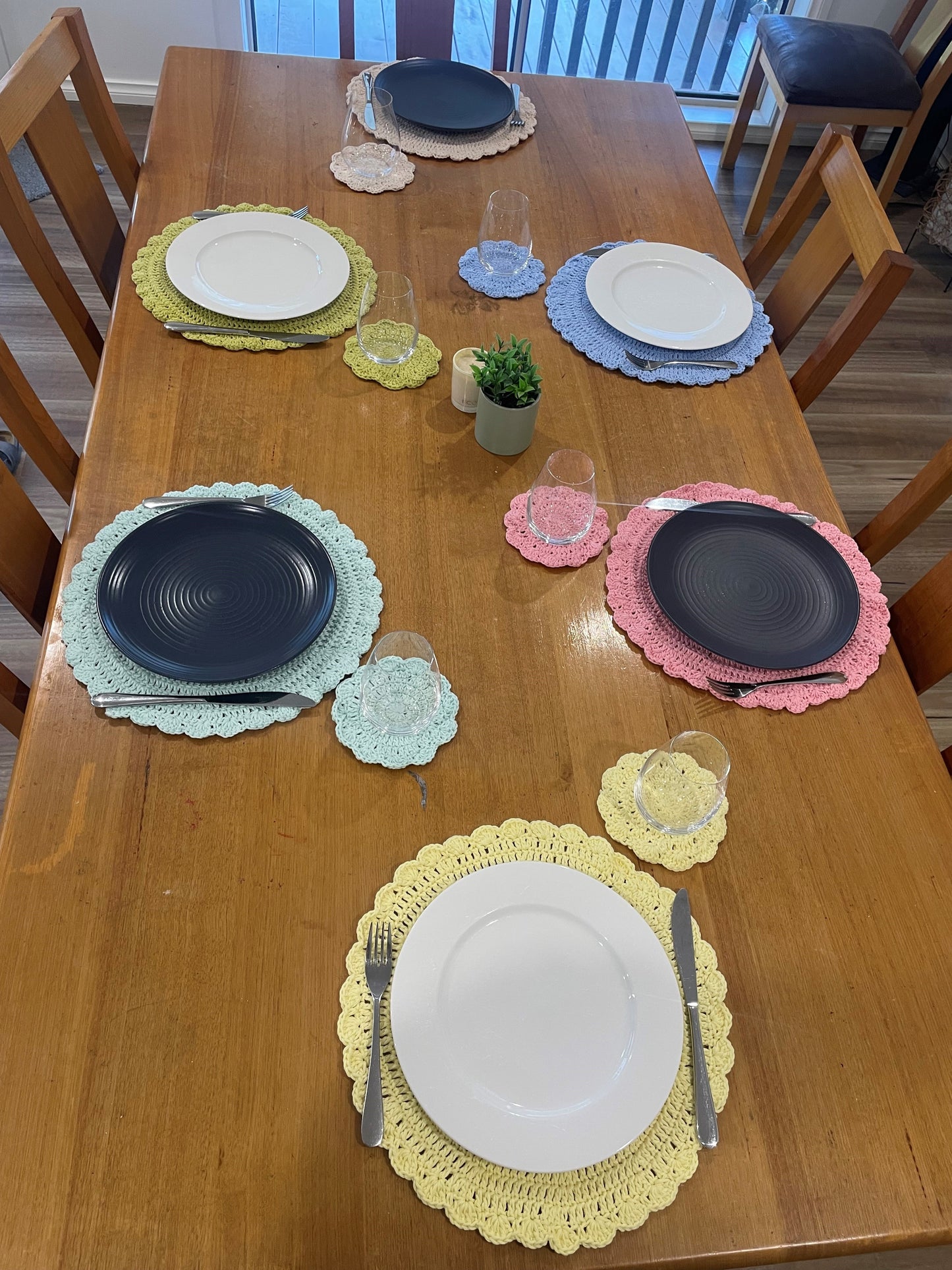 Hand Made 6 Piece Coaster and Placemat Set