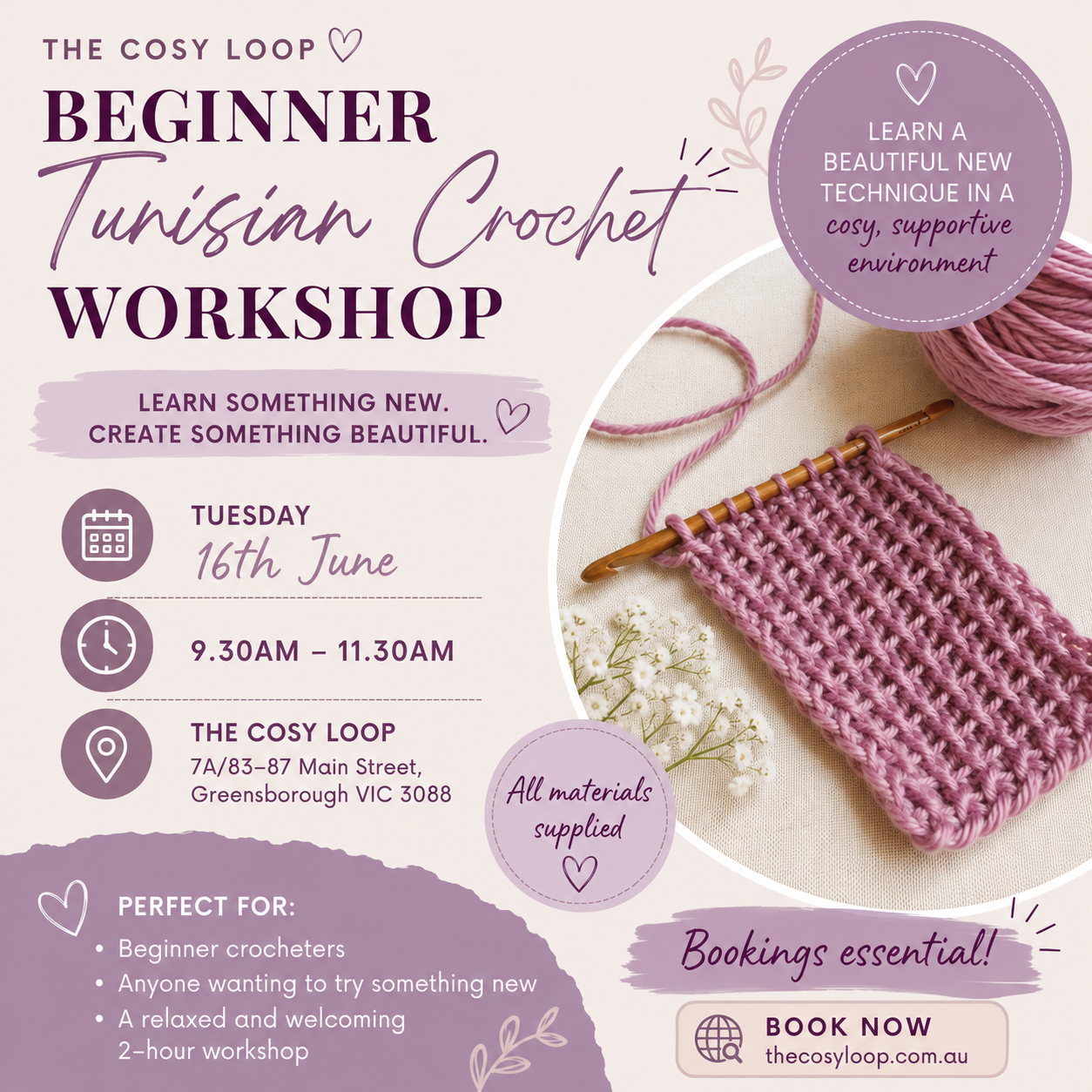 Beginner Tunisian Crochet Workshop